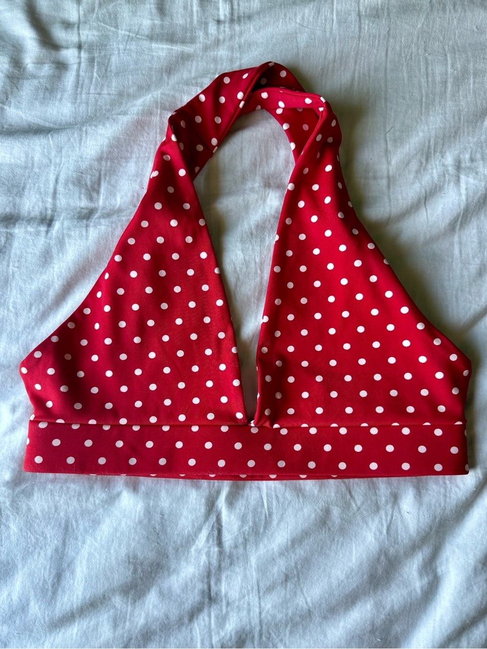 Reformation Red and White Polka Dot Bathing Suit Top